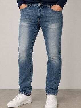 Tommy Hilfiger Men's Slim Straight Jeans 38x32 Medium Wash Denimcore Classic